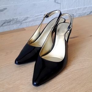 Calvin Klein Black Patent 3" Slingbacks - Size 6